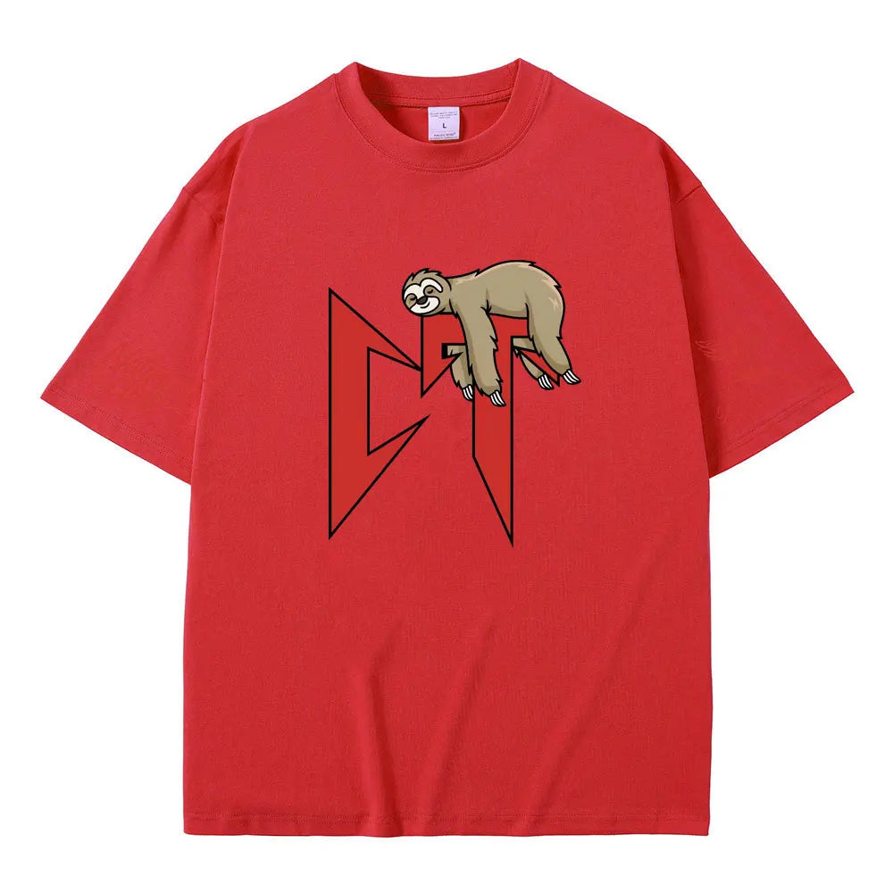 Singer Natanael Cano Corridos Tumbados CT Sloth Print T-Shirt Men Women Hip Hop Oversized T Shirts Male Funny Cute Loose Tshirt