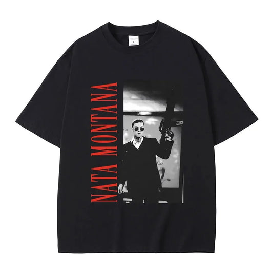 Singer Natanael Cano Nata Montana Print T-Shirt Male Fashion Casual Tshirt Men Women Gothic Streetwear Unisex Pure Cotton Tees