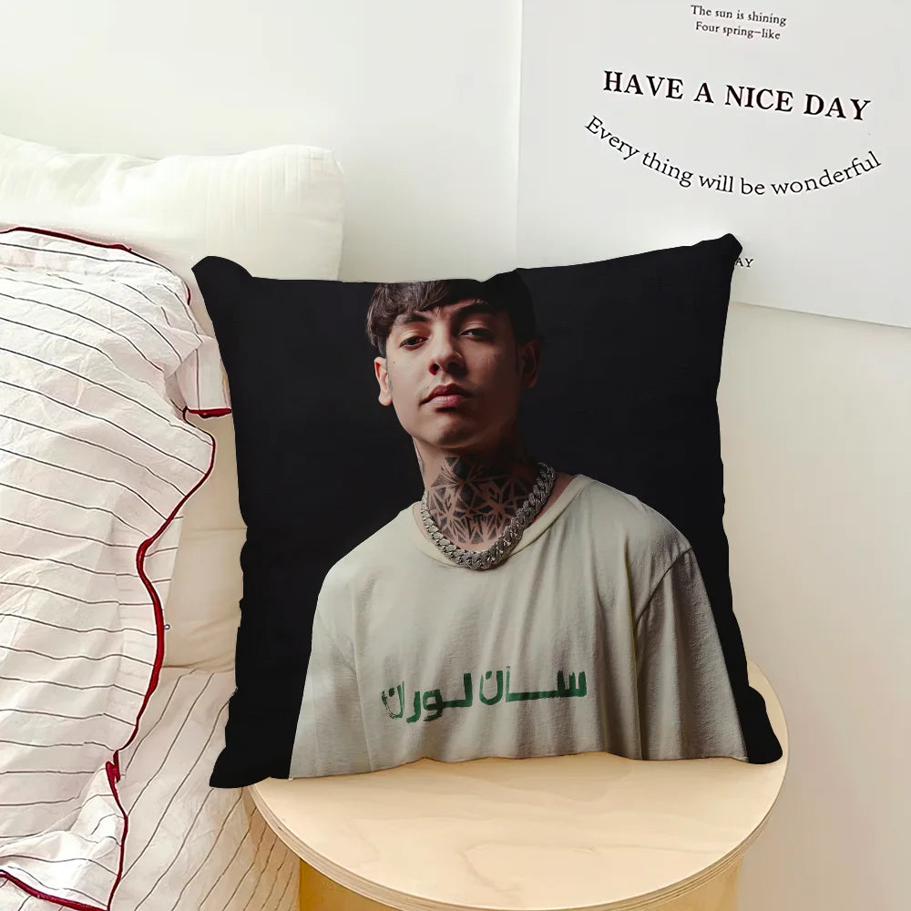 Rapper Natanael Cano Music Pillow Case Sofa Living Room Bedroom Headboard Backrest Cushion Square Cushion Nap Time